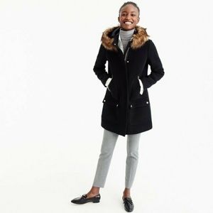 J. Crew $375 Chateau Parka Italian Stadium Cloth Wool Black Size 2 B3901